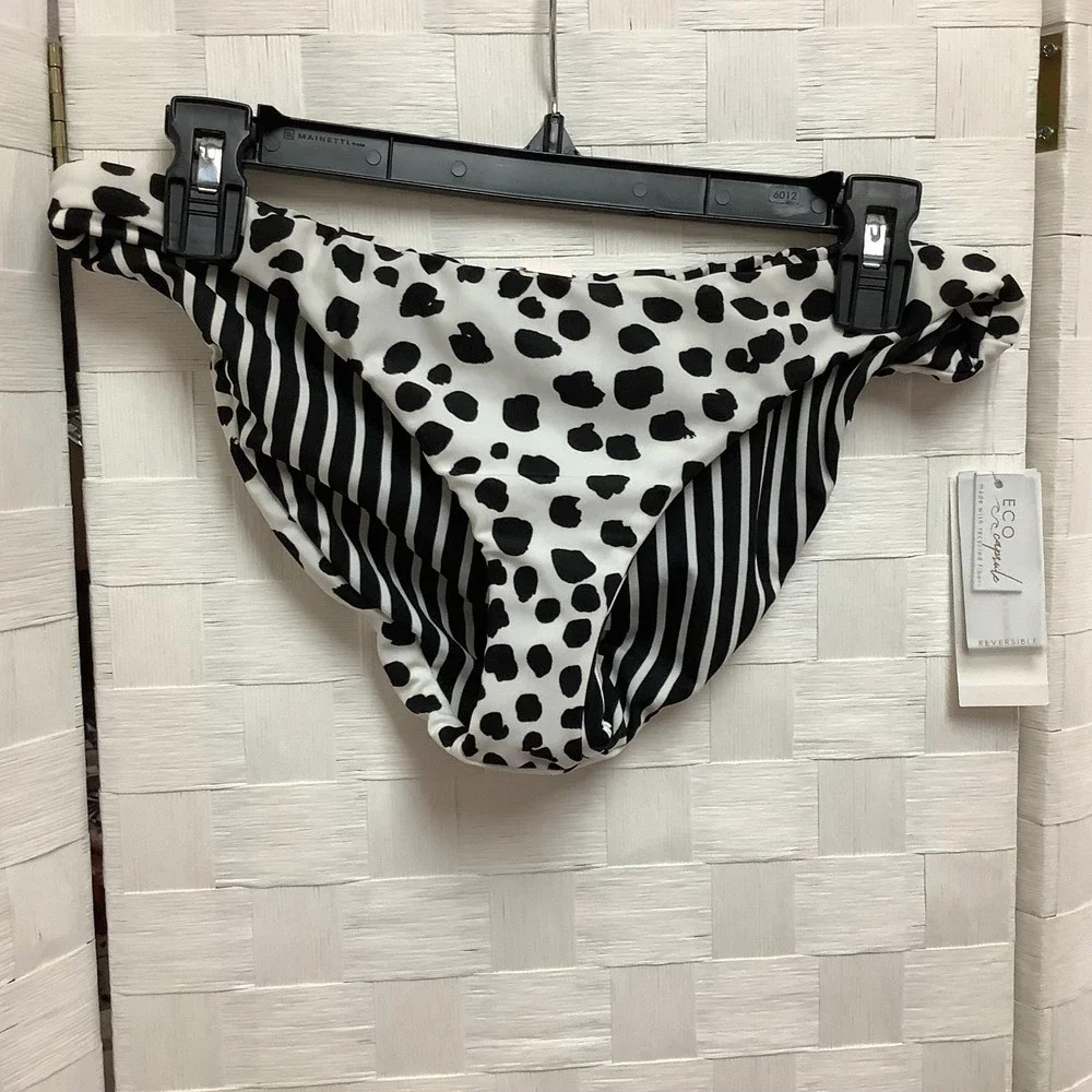 NWT Rasins reversible bikini bottom black white size Medium